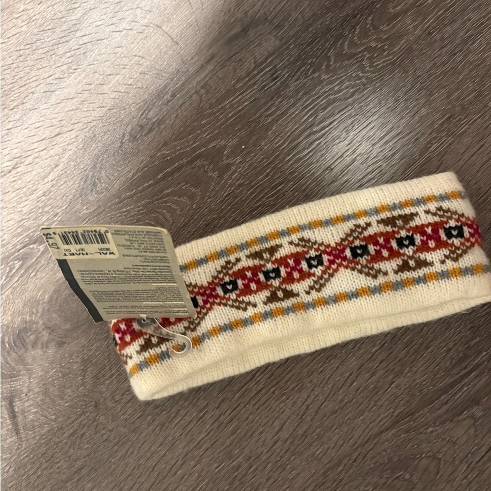 Helly Hansen Nordic Knit Headband in Cream and Red